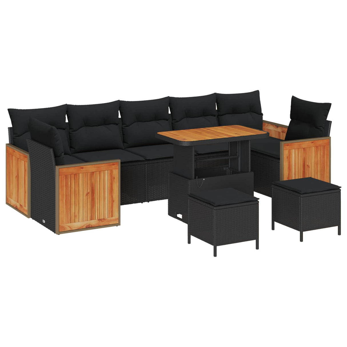 Garden Sofa Set with Cushion 13 pcs Black Poly Rattan
