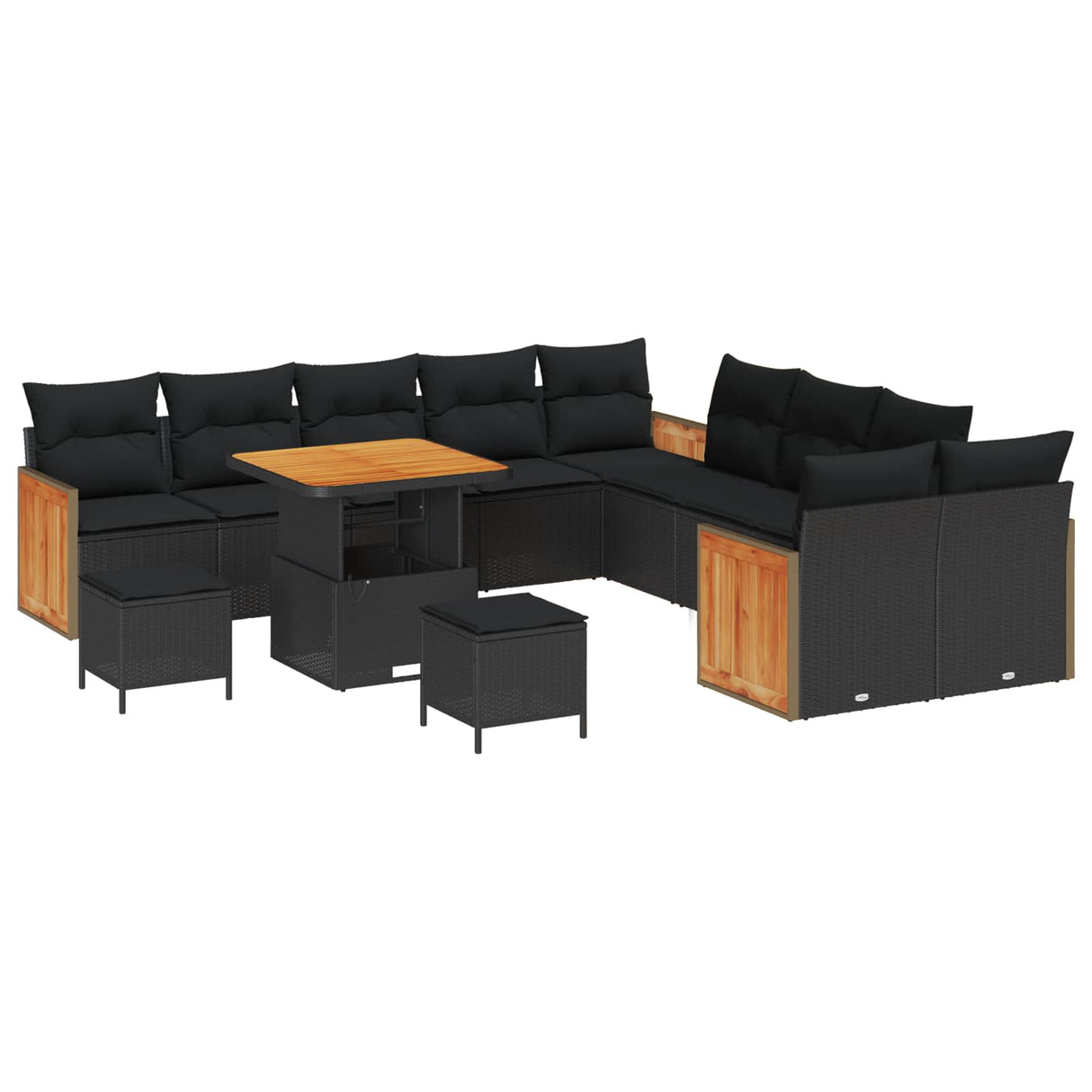 Garden Sofa Set with Cushion 17 pcs Black Poly Rattan
