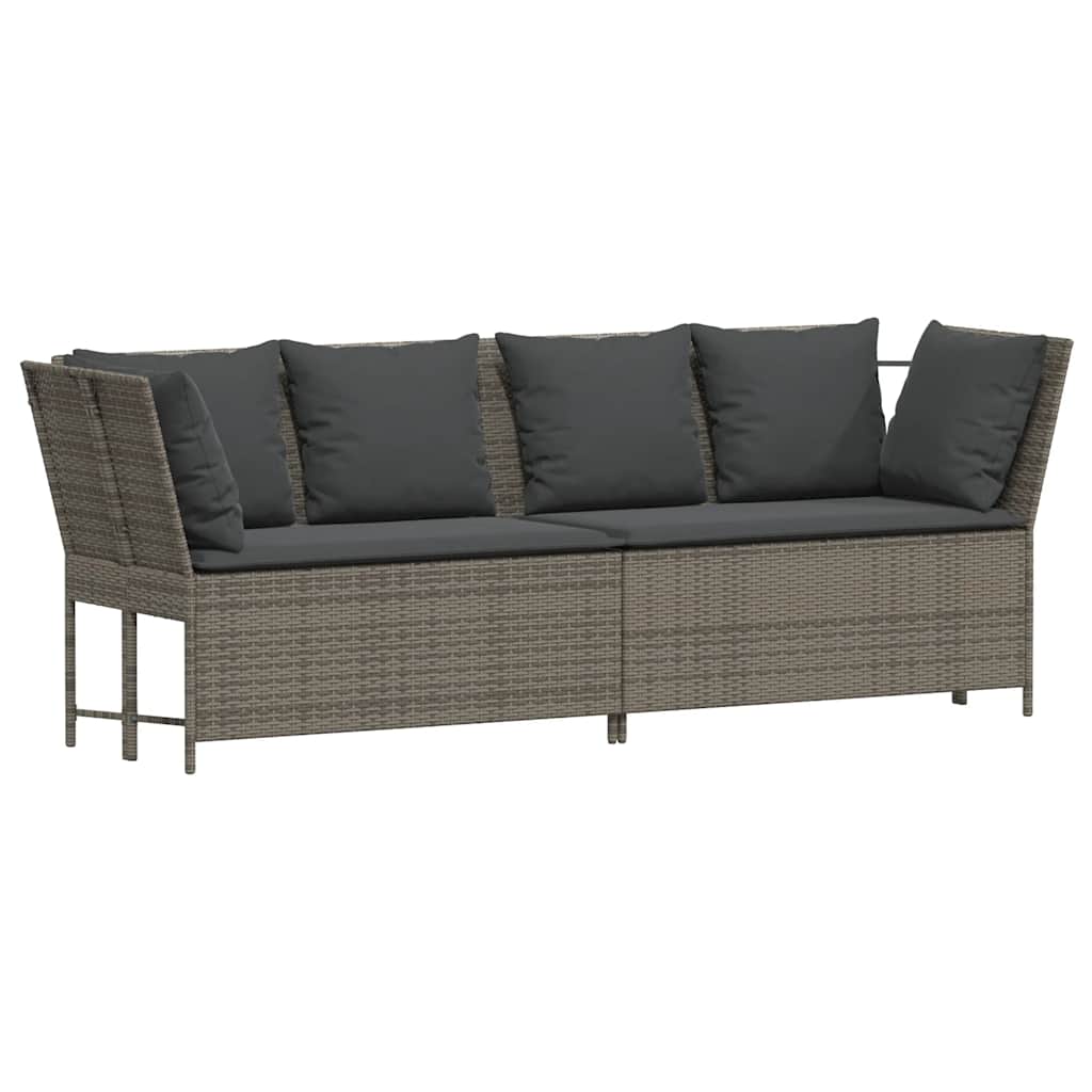 Garden Sofa with Cushions Grey Poly Rattan