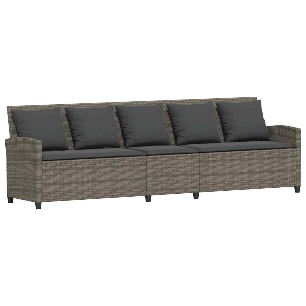 Garden Sofa with Cushions Grey Poly Rattan