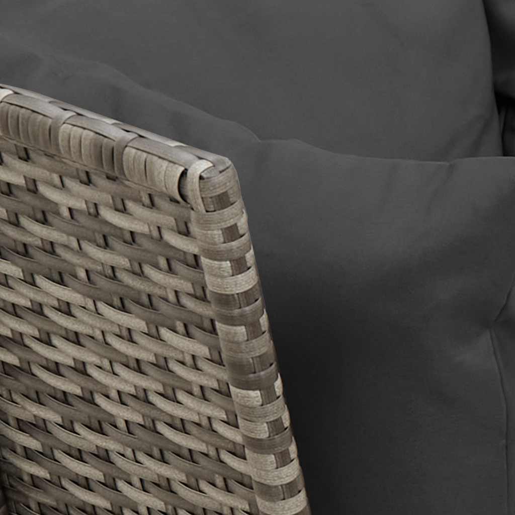 Garden Sofa with Cushions Grey Poly Rattan