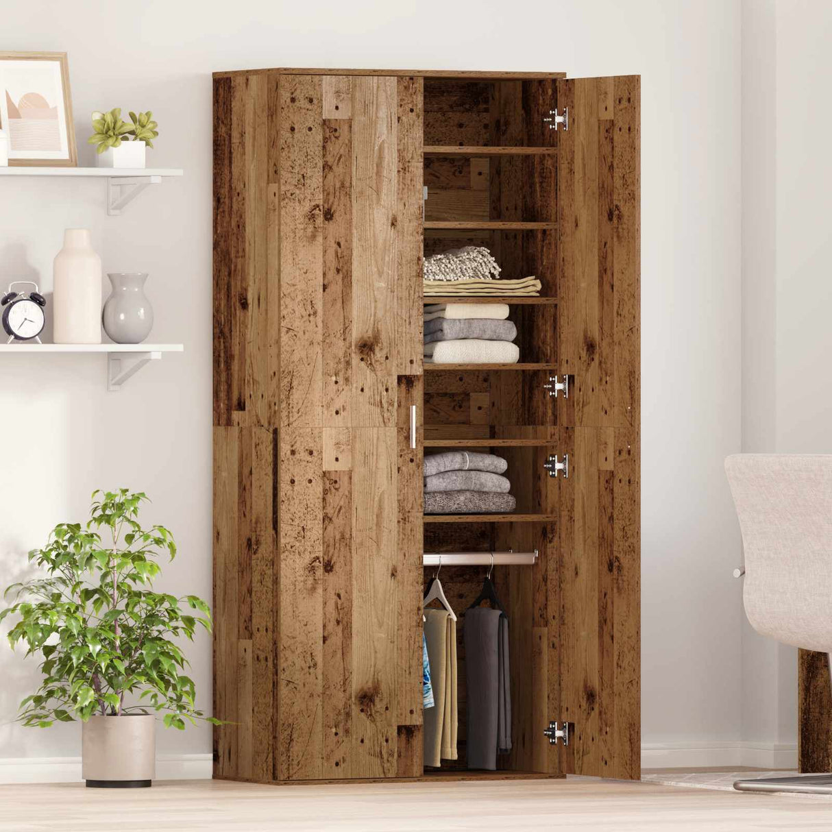 Highboard 80 x 39 x 178 cm Engineered Wood Old Wood
