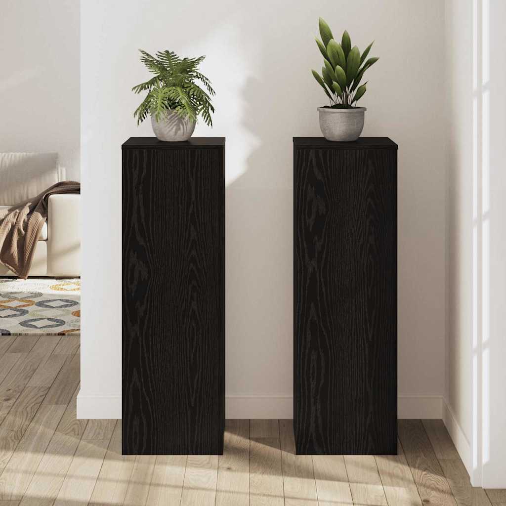 Plant Stand 2 pcs Black Oak 33 x 33 x 100 cm Engineered Wood