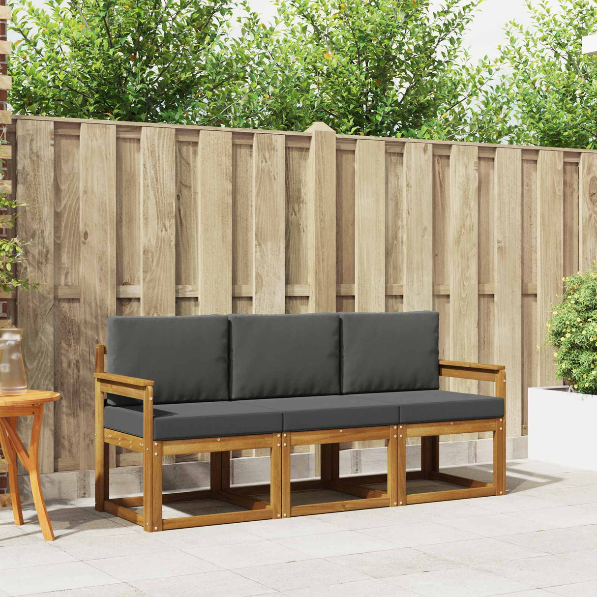 Outdoor Sofa Set 3 pcs Natural and Anthracite