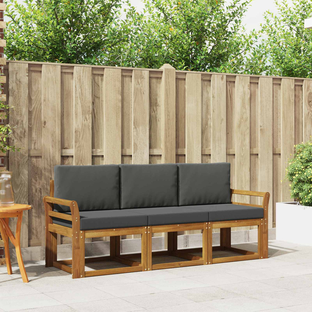 Outdoor Sofa Set 3 pcs Natural and Anthracite