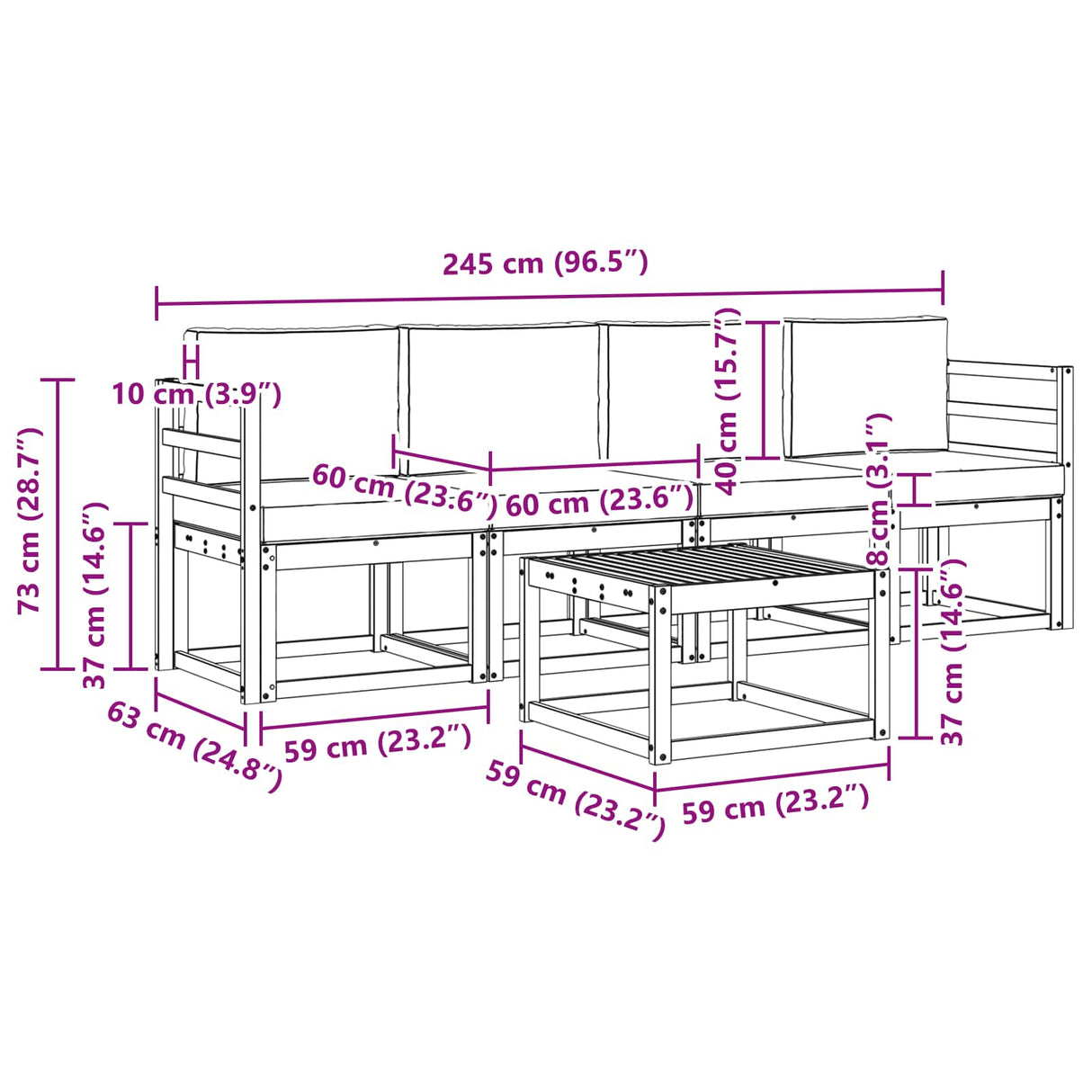 Outdoor Sofa Set 5 pcs Natural and Anthracite
