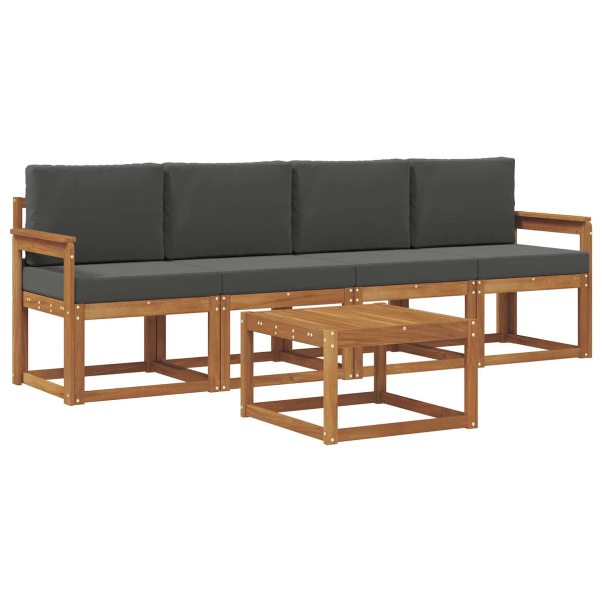Outdoor Sofa Set with Cushion 5 pcs Natural and Anthracite