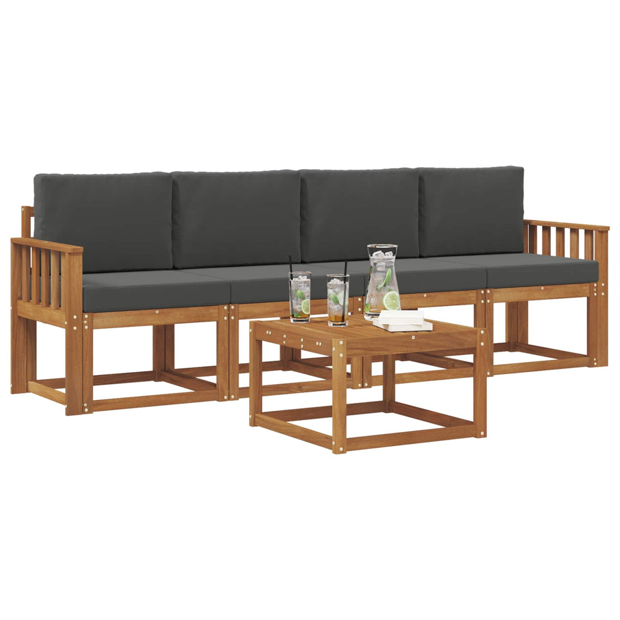 Outdoor Sofa Set 5 pcs Natural and Anthracite