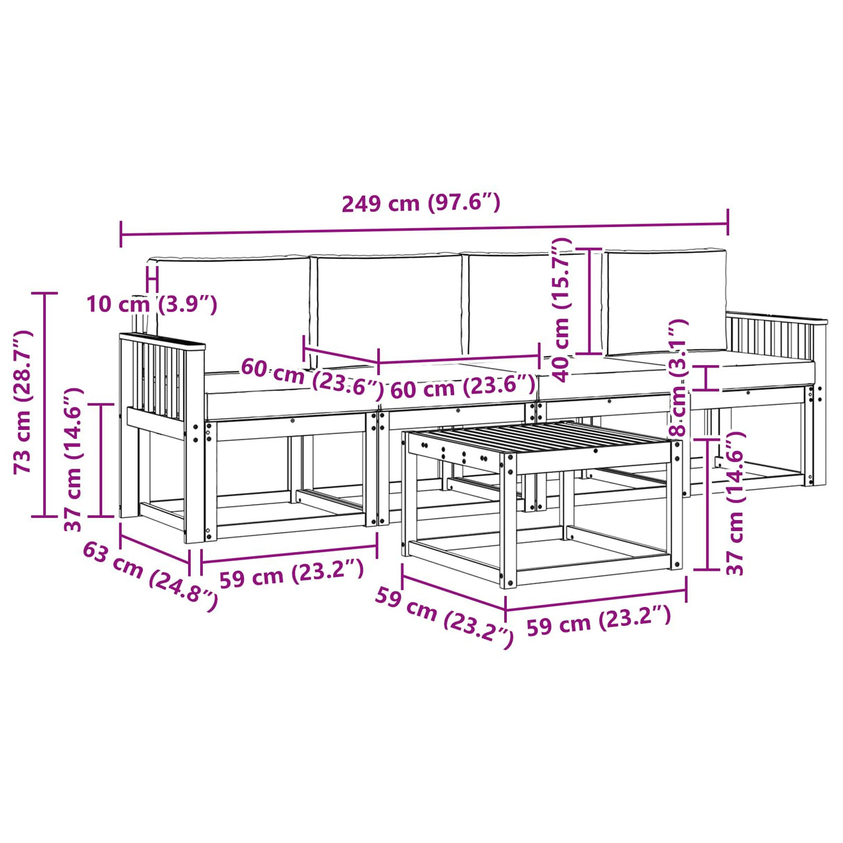 Outdoor Sofa Set with Cushion 5 pcs Natural and Anthracite