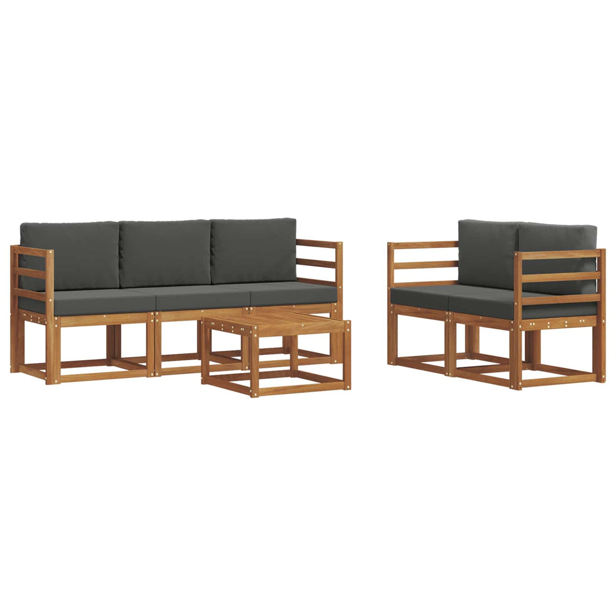 Outdoor Sofa Set with Cushion 6 pcs Natural and Anthracite