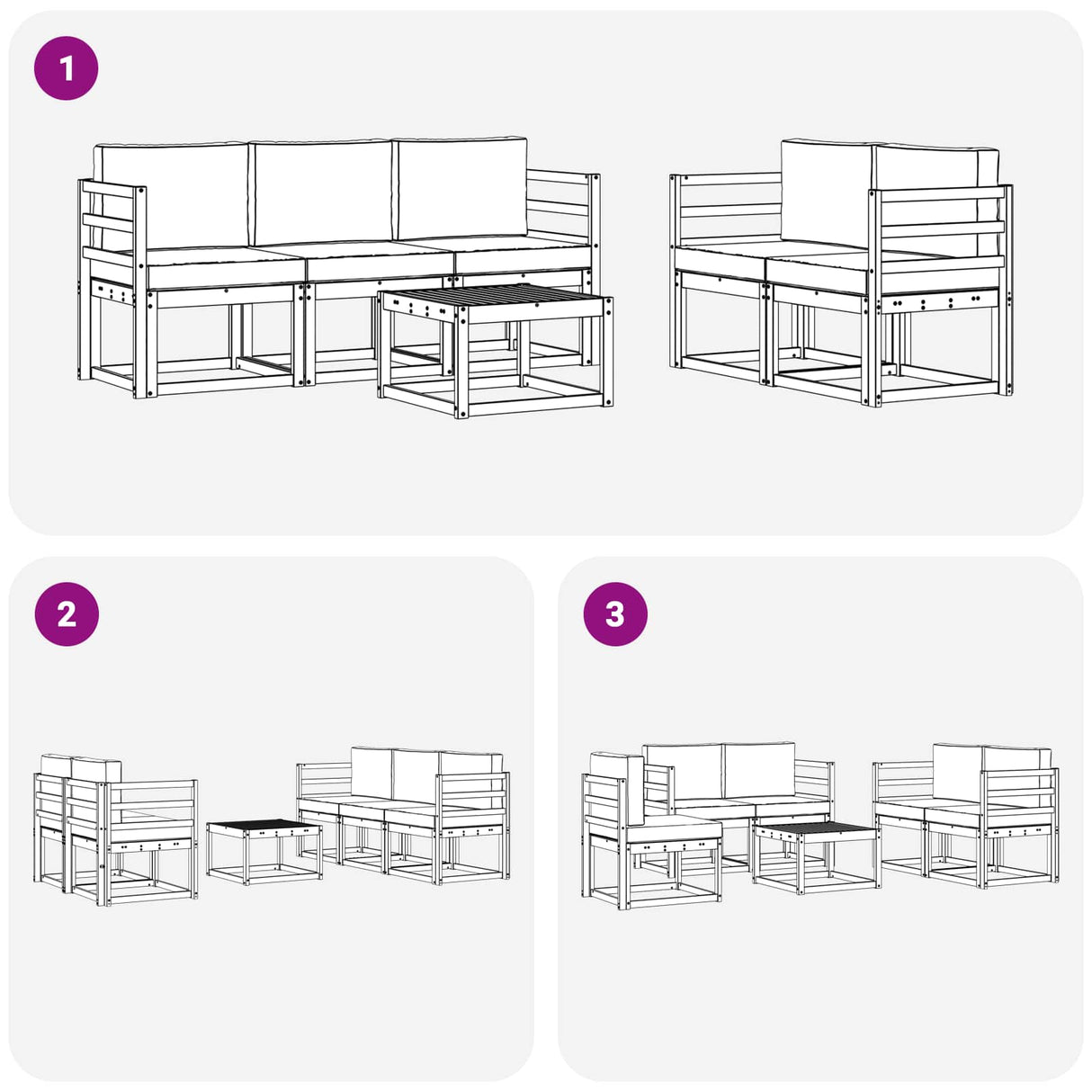 Outdoor Sofa Set with Cushion 6 pcs Natural and Anthracite