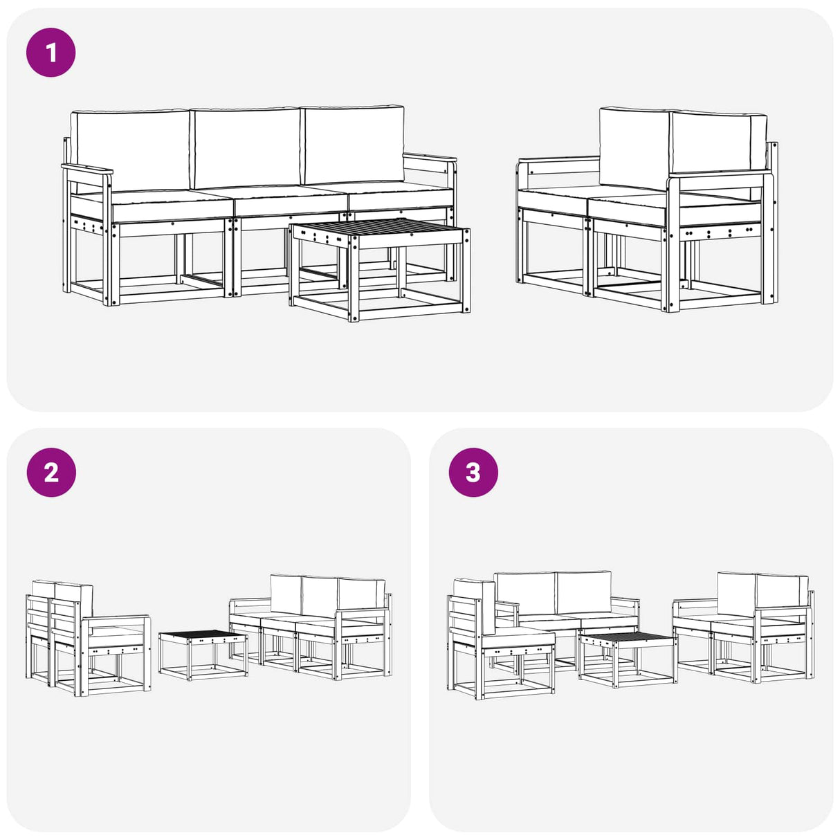 Outdoor Sofa Set with Cushion 6 pcs Natural and Anthracite