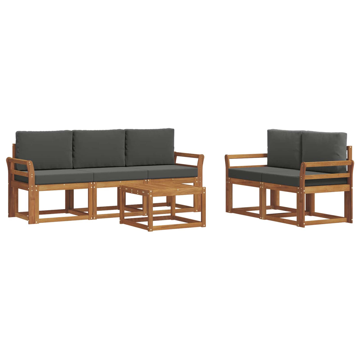 Outdoor Sofa Set with Cushion 6 pcs Natural and Anthracite