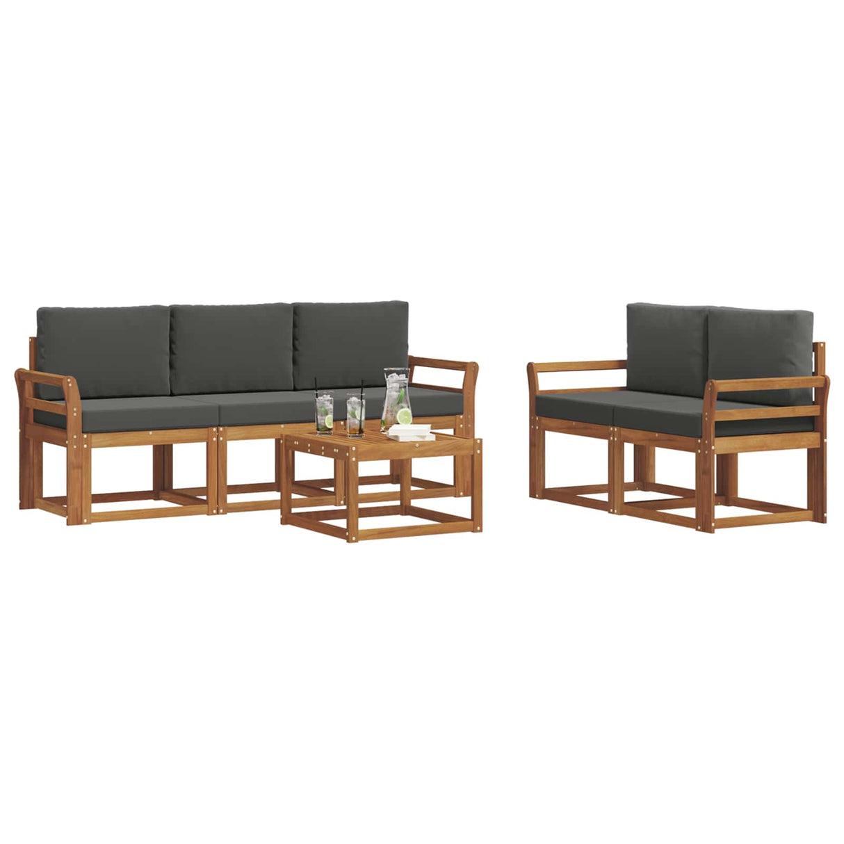 Outdoor Sofa Set 6 pcs Natural and Anthracite