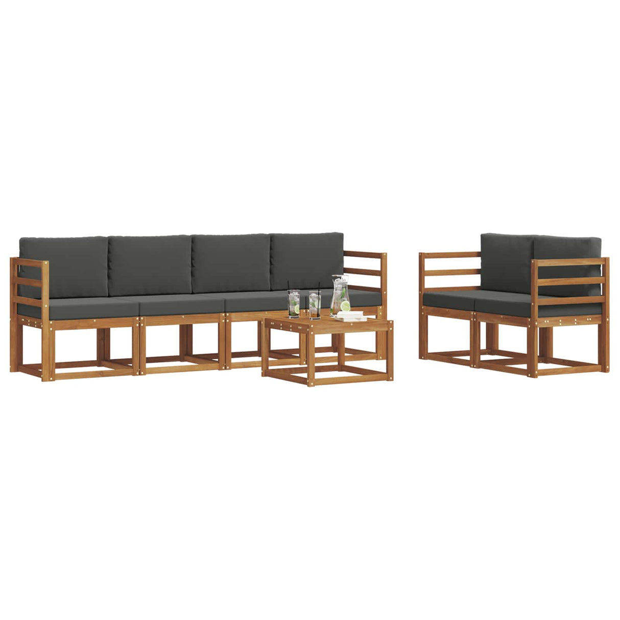 Outdoor Sofa Set 7 pcs Natural and Anthracite