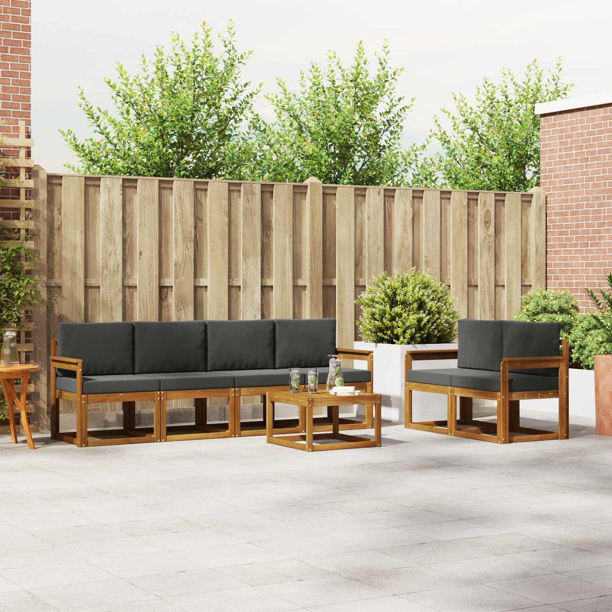 Outdoor Sofa Set 7 pcs Natural and Anthracite