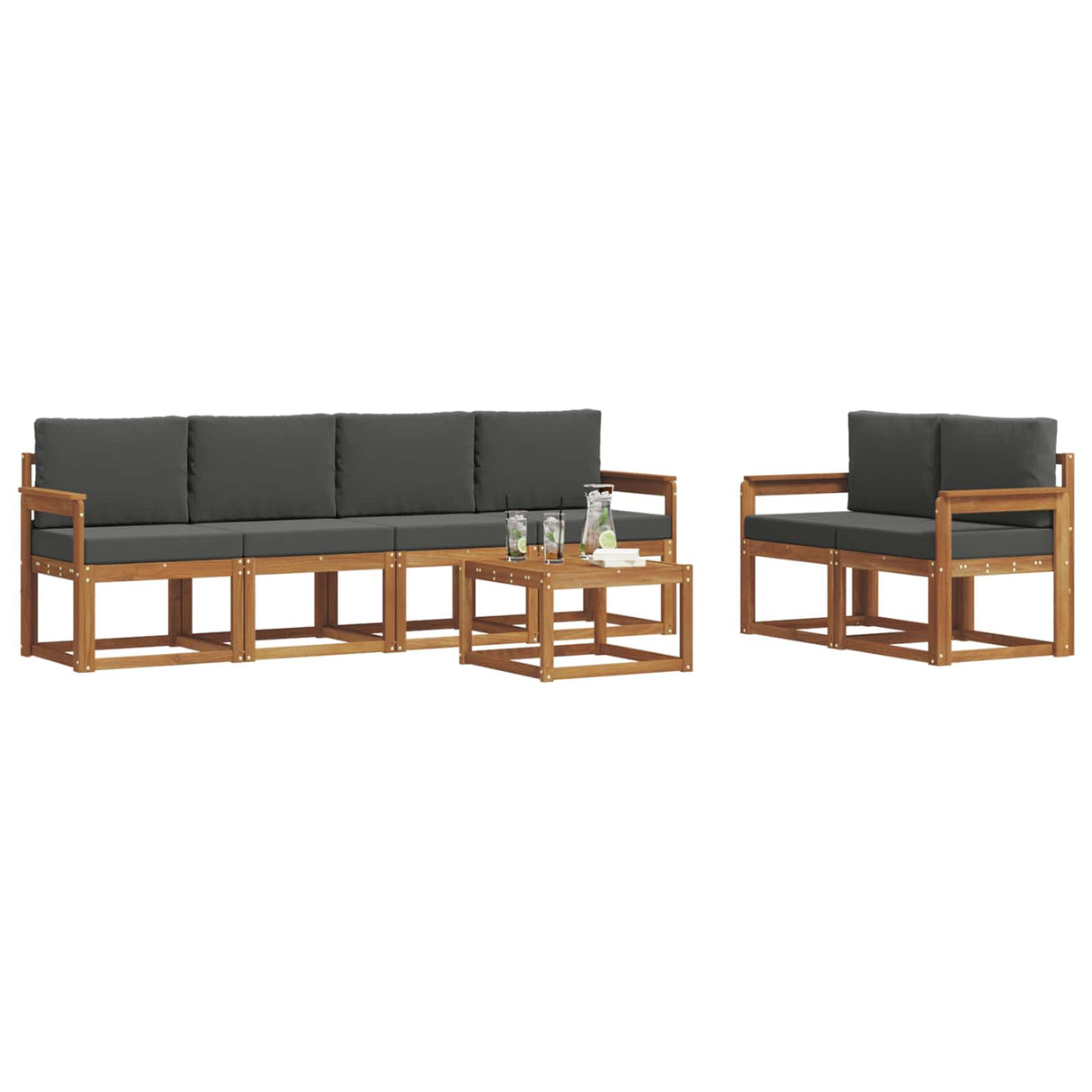Outdoor Sofa Set 7 pcs Natural and Anthracite