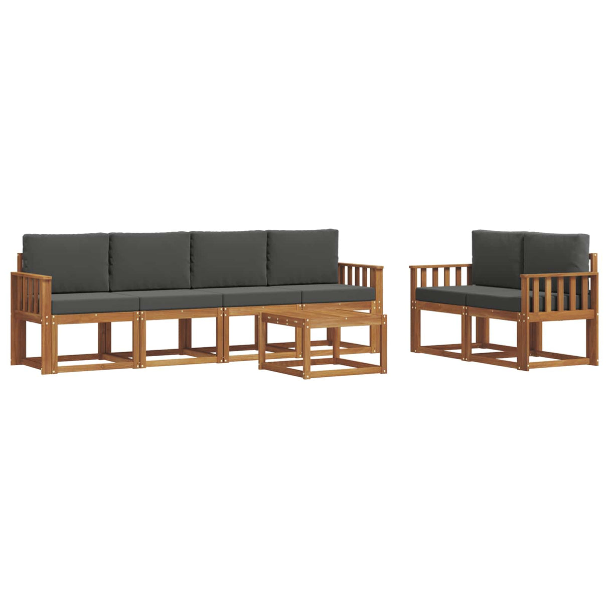 Outdoor Sofa Set with Cushion 7 pcs Natural and Anthracite