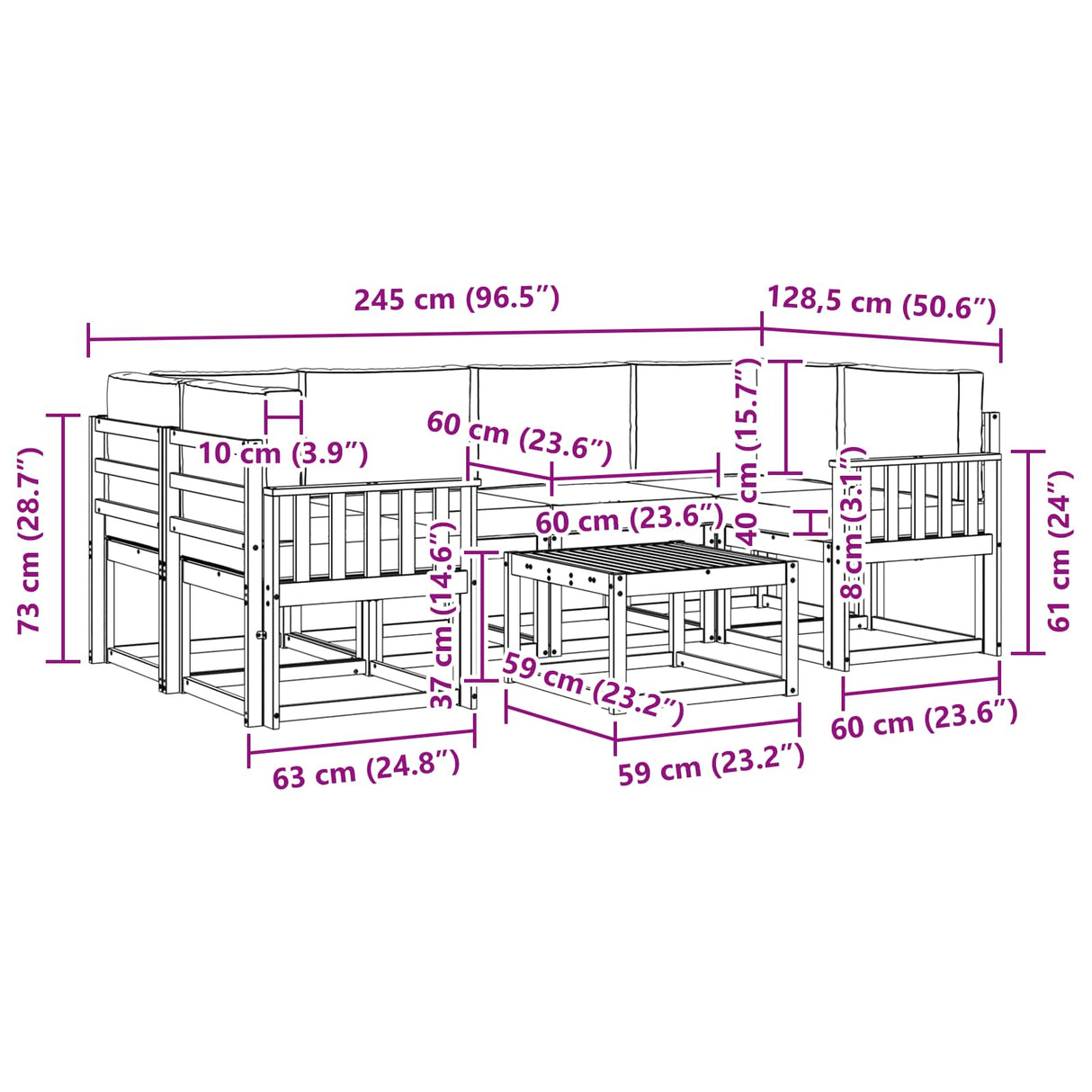 Outdoor Sofa Set with Cushion 7 pcs Natural and Anthracite