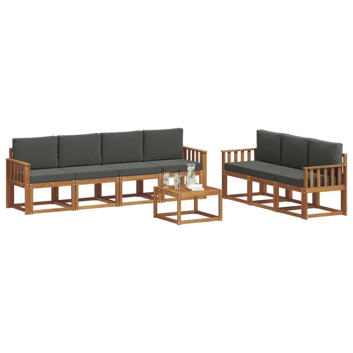 Outdoor Sofa Set 8 pcs Natural and Anthracite