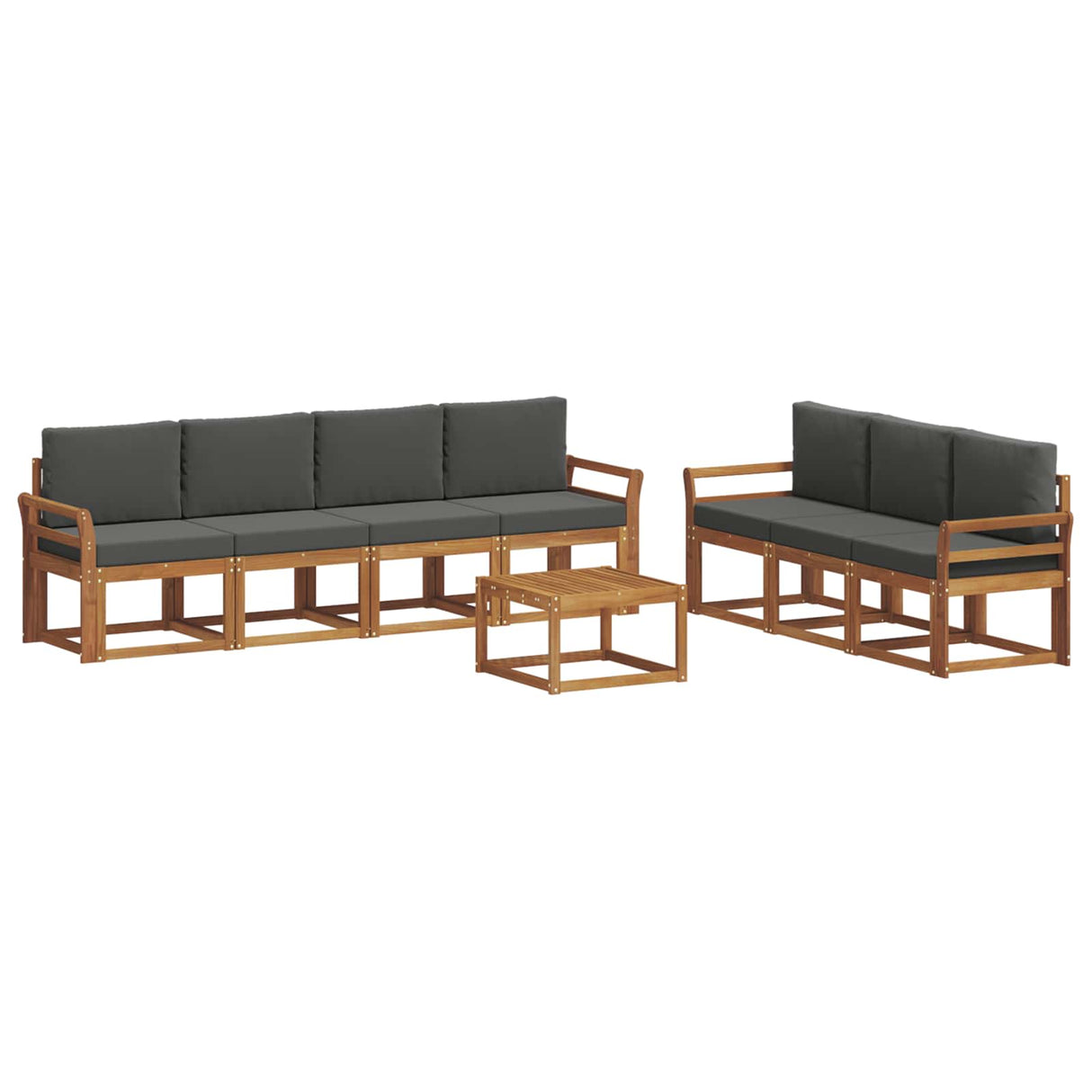 Outdoor Sofa Set with Cushion 8 pcs Natural and Anthracite