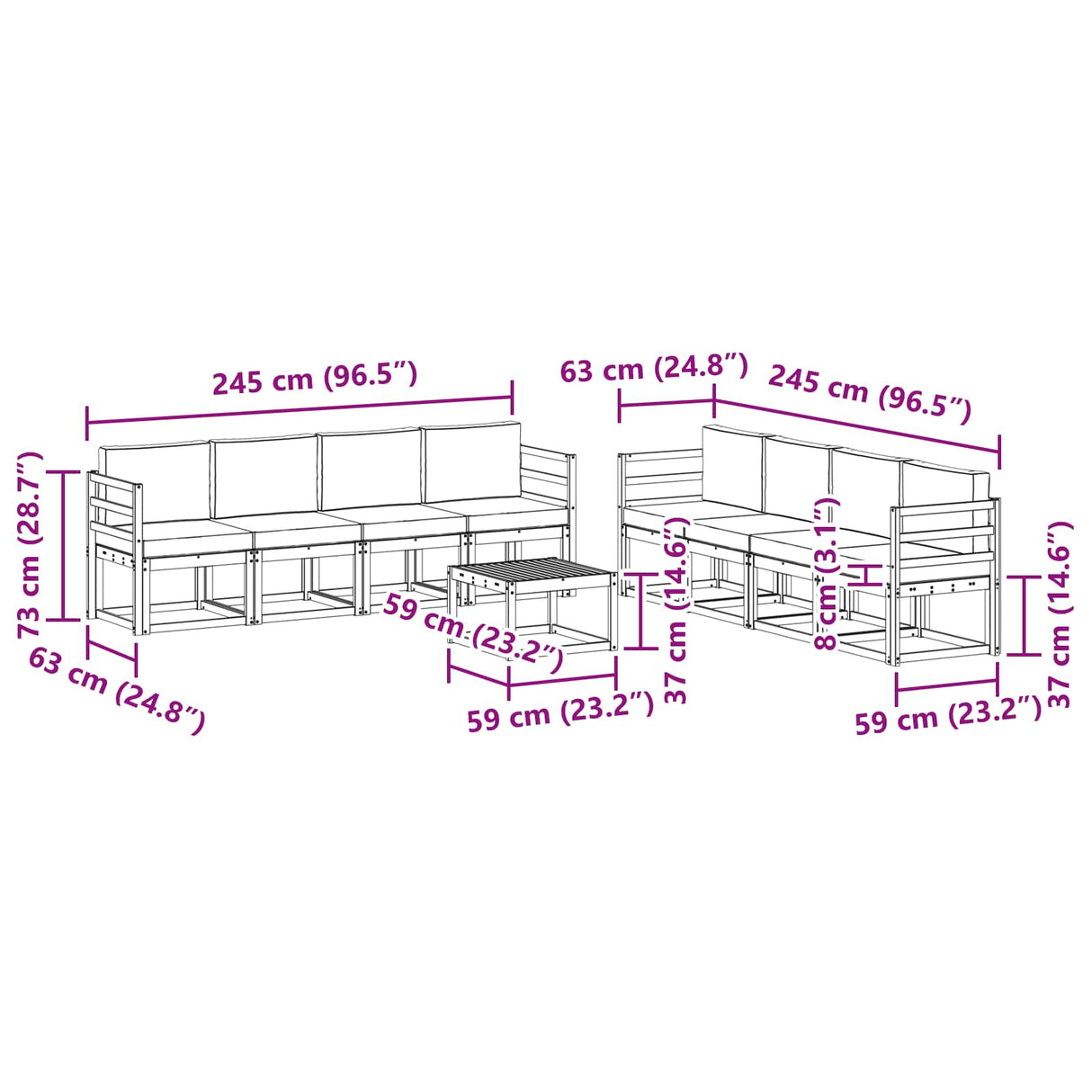 Outdoor Sofa Set with Cushion 9 pcs Natural and Anthracite
