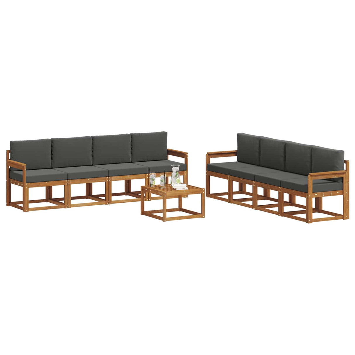Outdoor Sofa Set with Cushion 9 pcs Natural and Anthracite