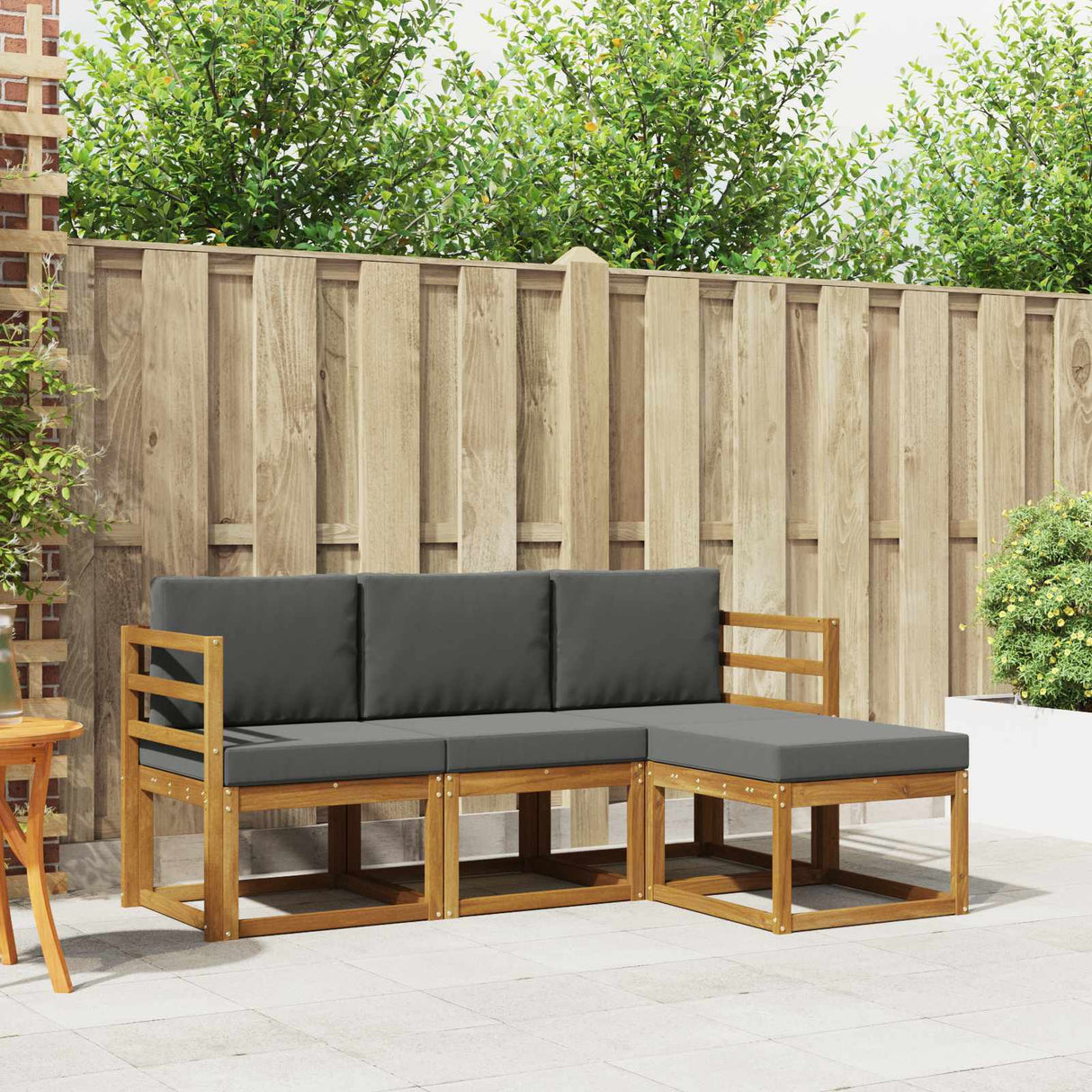 Outdoor Sofa Set with Cushion 4 pcs Natural and Anthracite