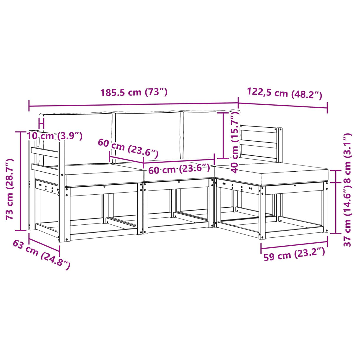 Outdoor Sofa Set 4 pcs Natural and Anthracite