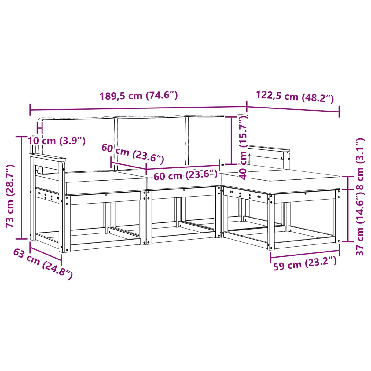 Outdoor Sofa Set with Cushion 4 pcs Natural and Anthracite