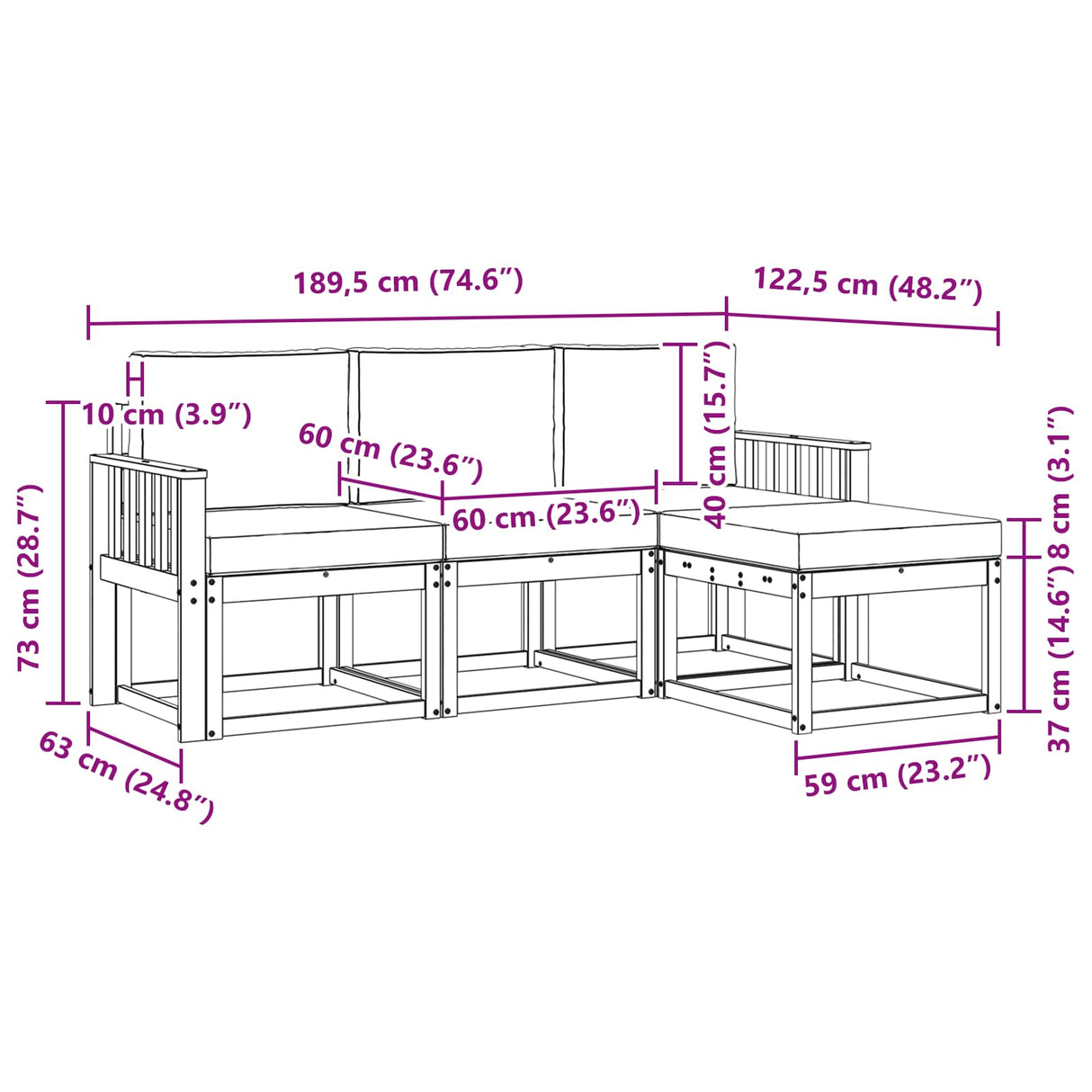Outdoor Sofa Set with Cushion 4 pcs Natural and Anthracite