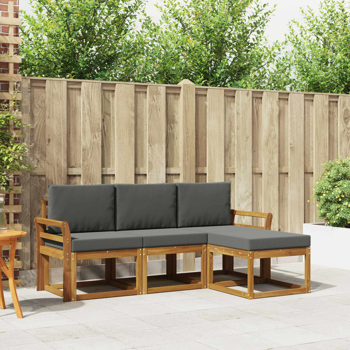 Outdoor Sofa Set 4 pcs Natural and Anthracite