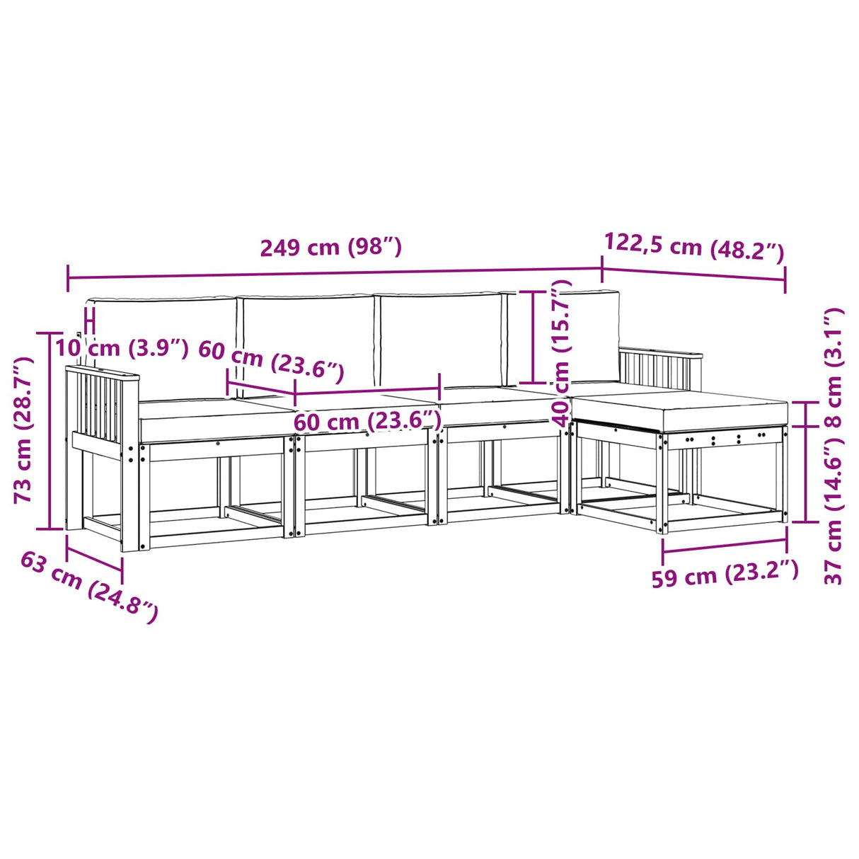 Outdoor Sofa Set 5 pcs Natural and Anthracite