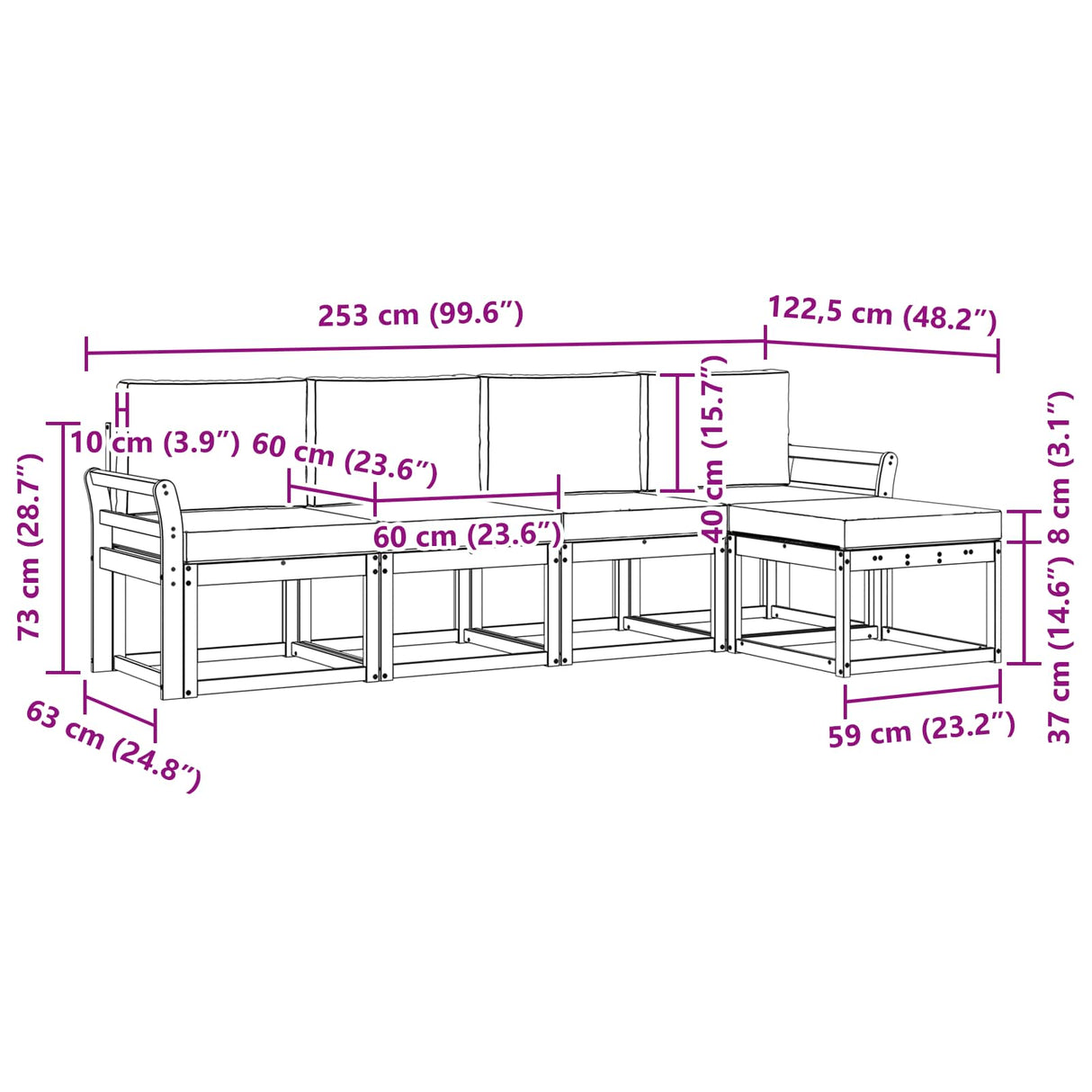 Outdoor Sofa Set 5 pcs Natural and Anthracite