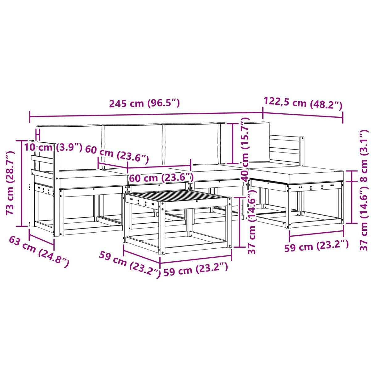 Outdoor Sofa Set with Cushion 6 pcs Natural and Anthracite