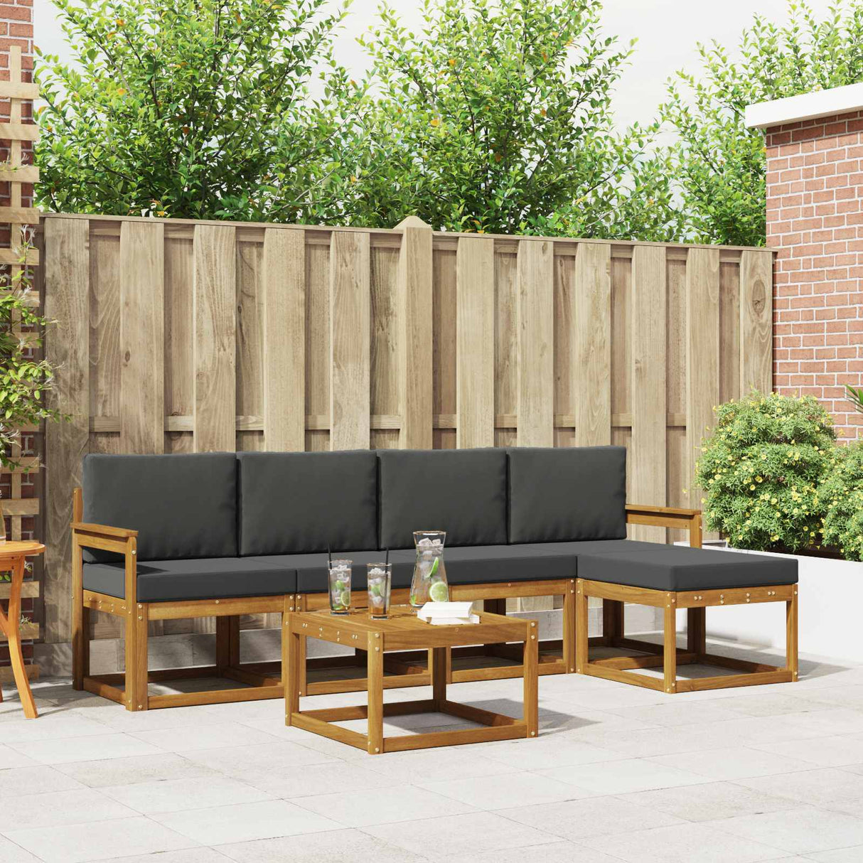 Outdoor Sofa Set 6 pcs Natural and Anthracite