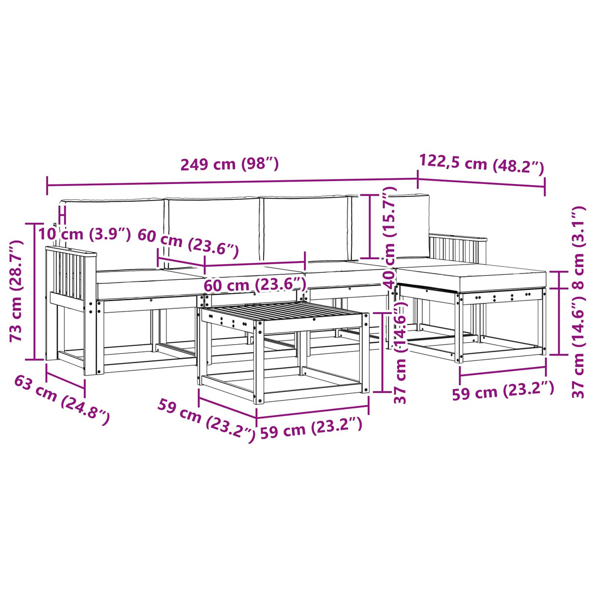 Outdoor Sofa Set with Cushion 6 pcs Natural and Anthracite