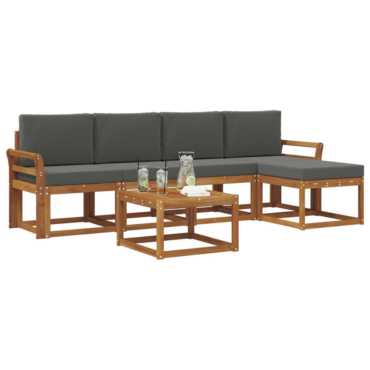 Outdoor Sofa Set with Cushion 6 pcs Natural and Anthracite