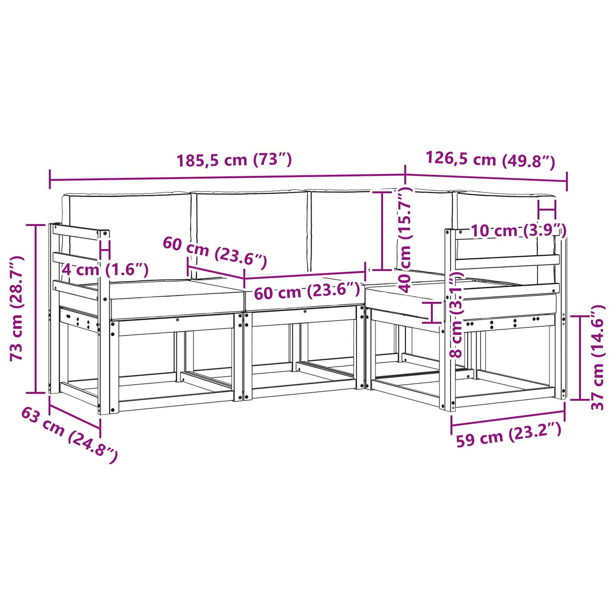 Outdoor Sofa Set with Cushion 4 pcs Natural and Anthracite