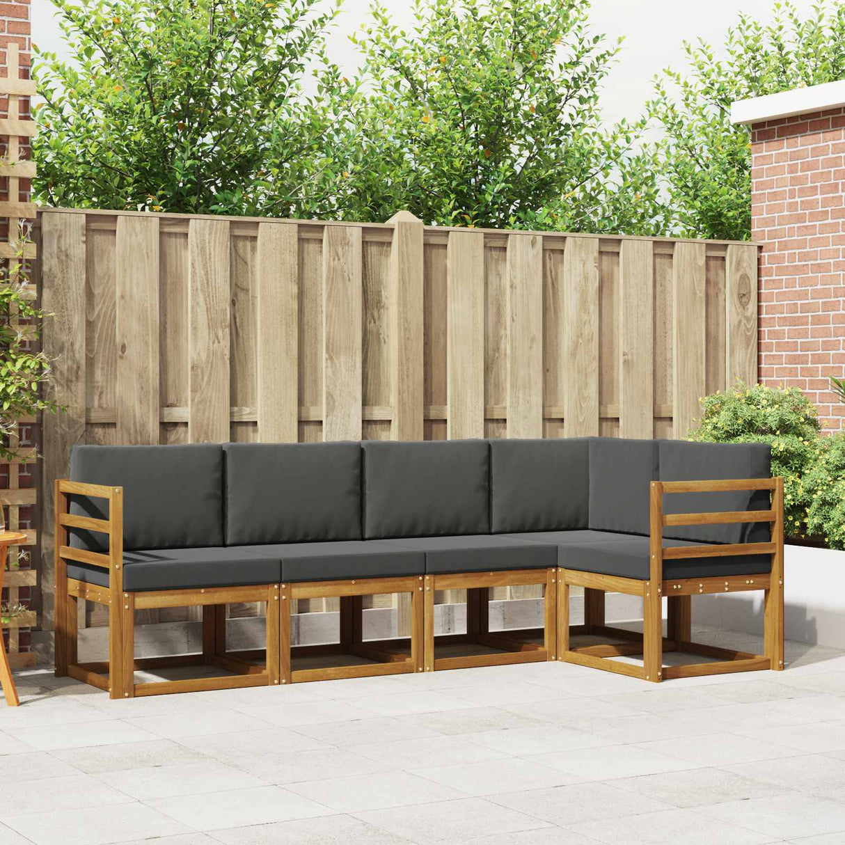 Outdoor Sofa Set 5 pcs Natural and Anthracite