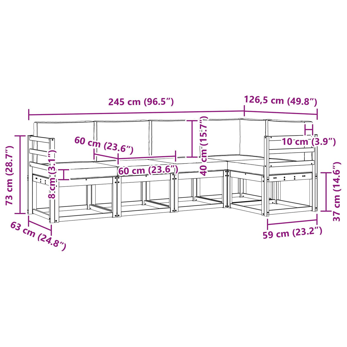Outdoor Sofa Set 5 pcs Natural and Anthracite