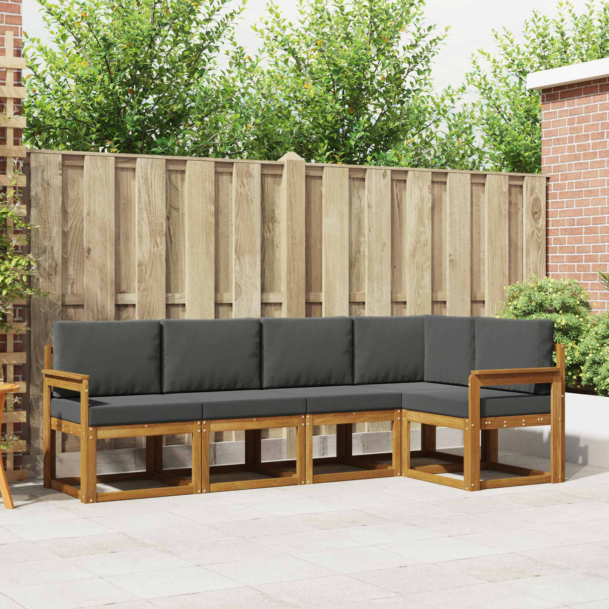 Outdoor Sofa Set 5 pcs Natural and Anthracite
