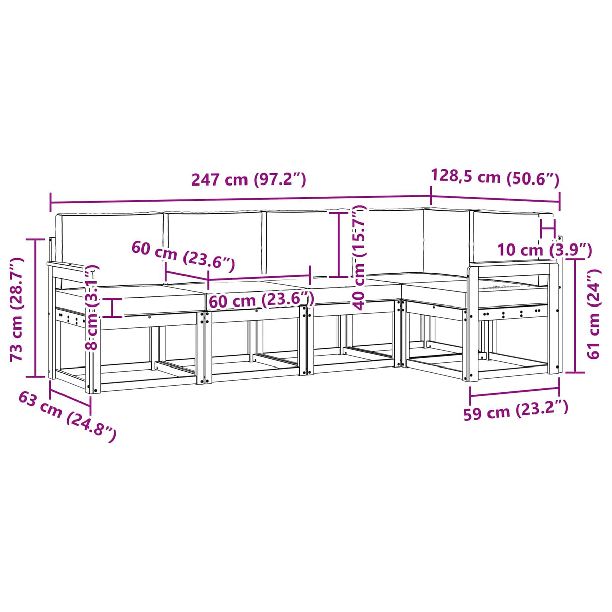 Outdoor Sofa Set 5 pcs Natural and Anthracite