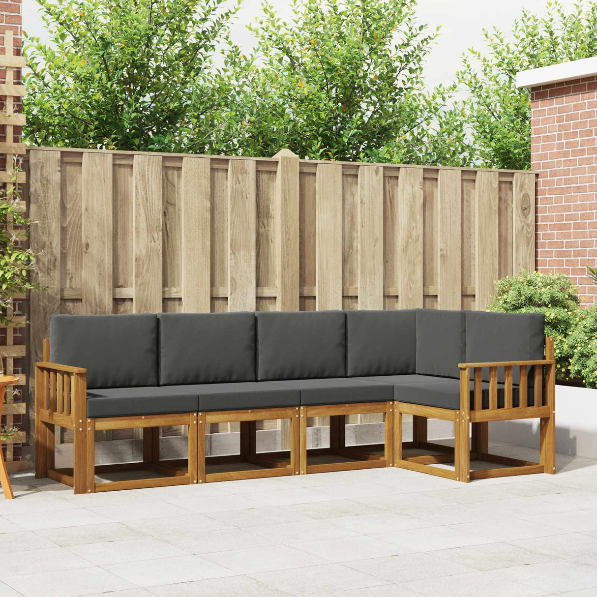 Outdoor Sofa Set 5 pcs Natural and Anthracite