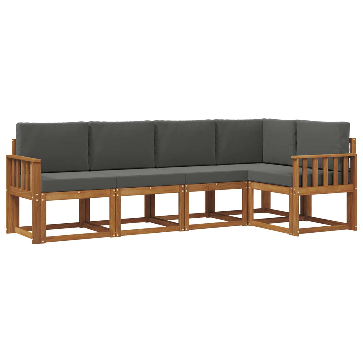 Outdoor Sofa Set with Cushion 5 pcs Natural and Anthracite