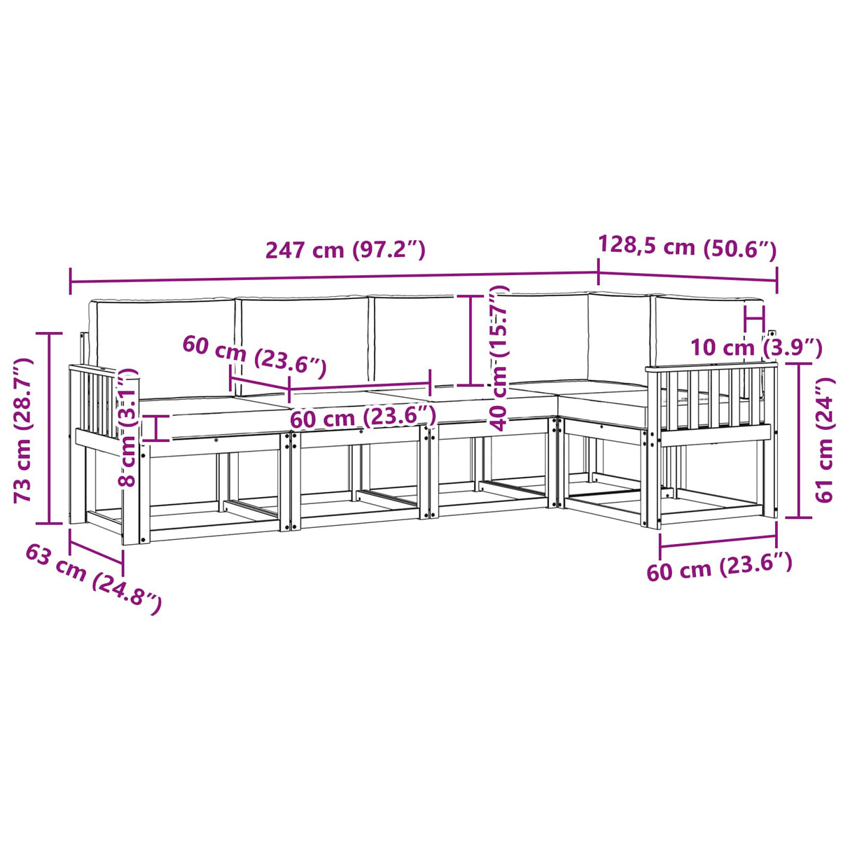 Outdoor Sofa Set 5 pcs Natural and Anthracite