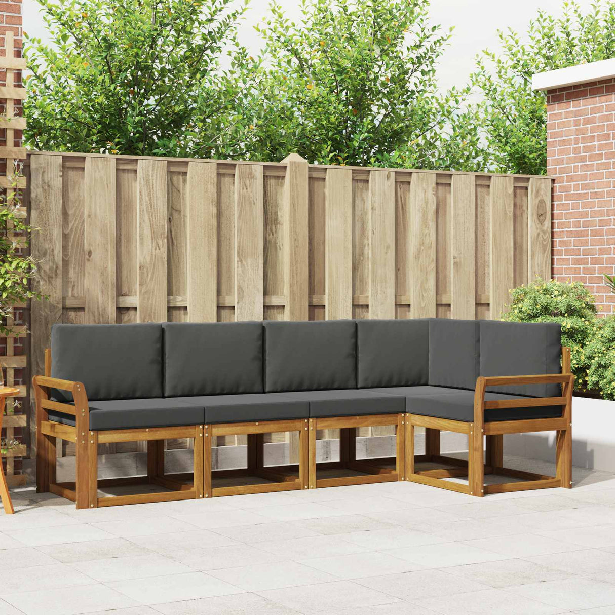 Outdoor Sofa Set 5 pcs Natural and Anthracite