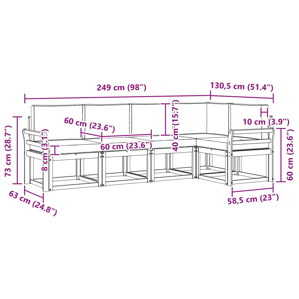 Outdoor Sofa Set 5 pcs Natural and Anthracite