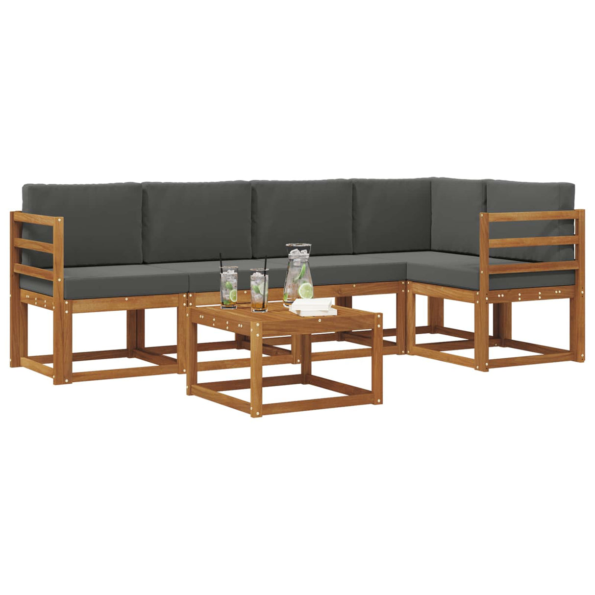 Outdoor Sofa Set 6 pcs Natural and Anthracite
