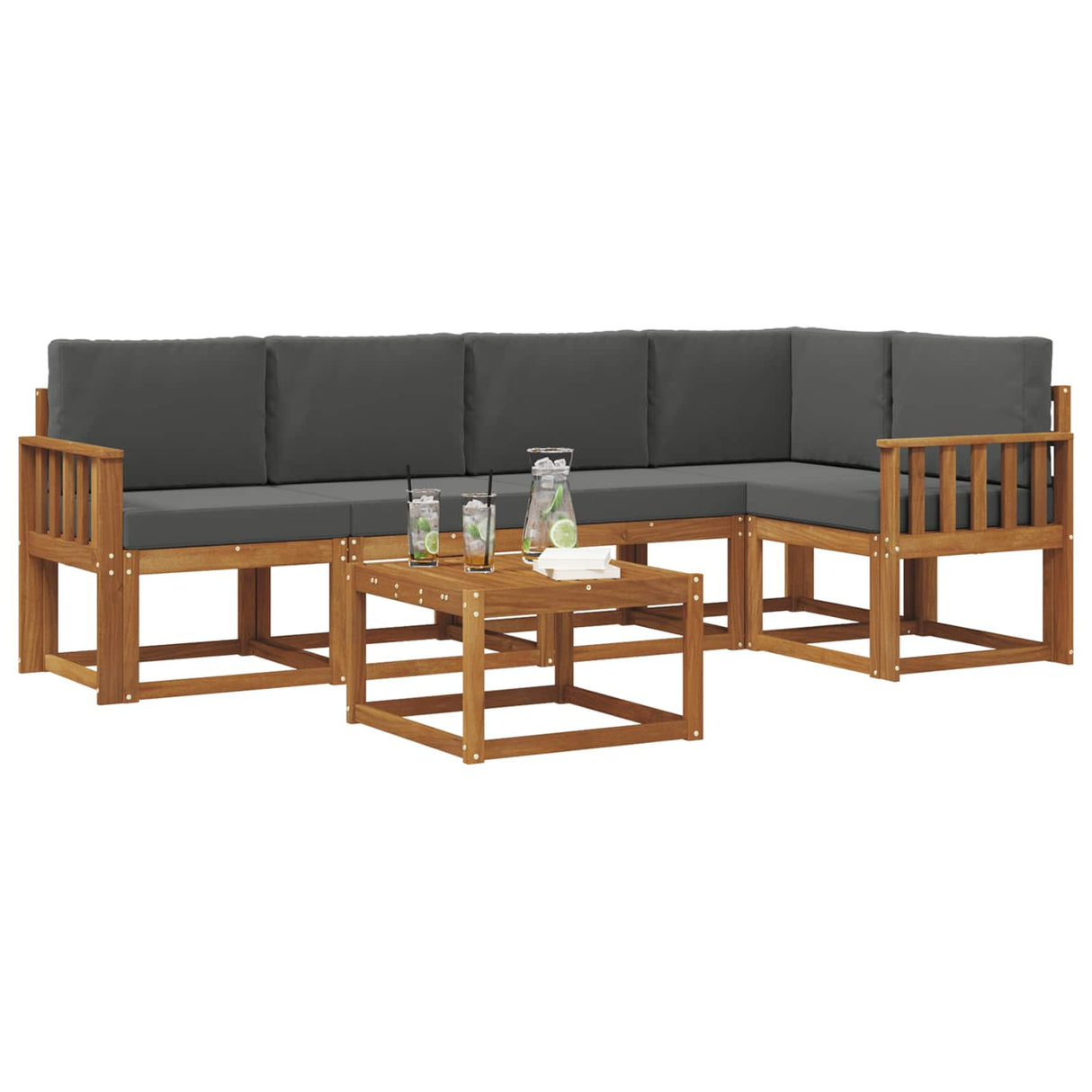 Outdoor Sofa Set with Cushion 6 pcs Natural and Anthracite